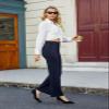 JEKAOYI Womens Casual High Waist Straight Leg Pants Stretchy Button Business Dress Work Pocket Trousers Navy Blue view 3