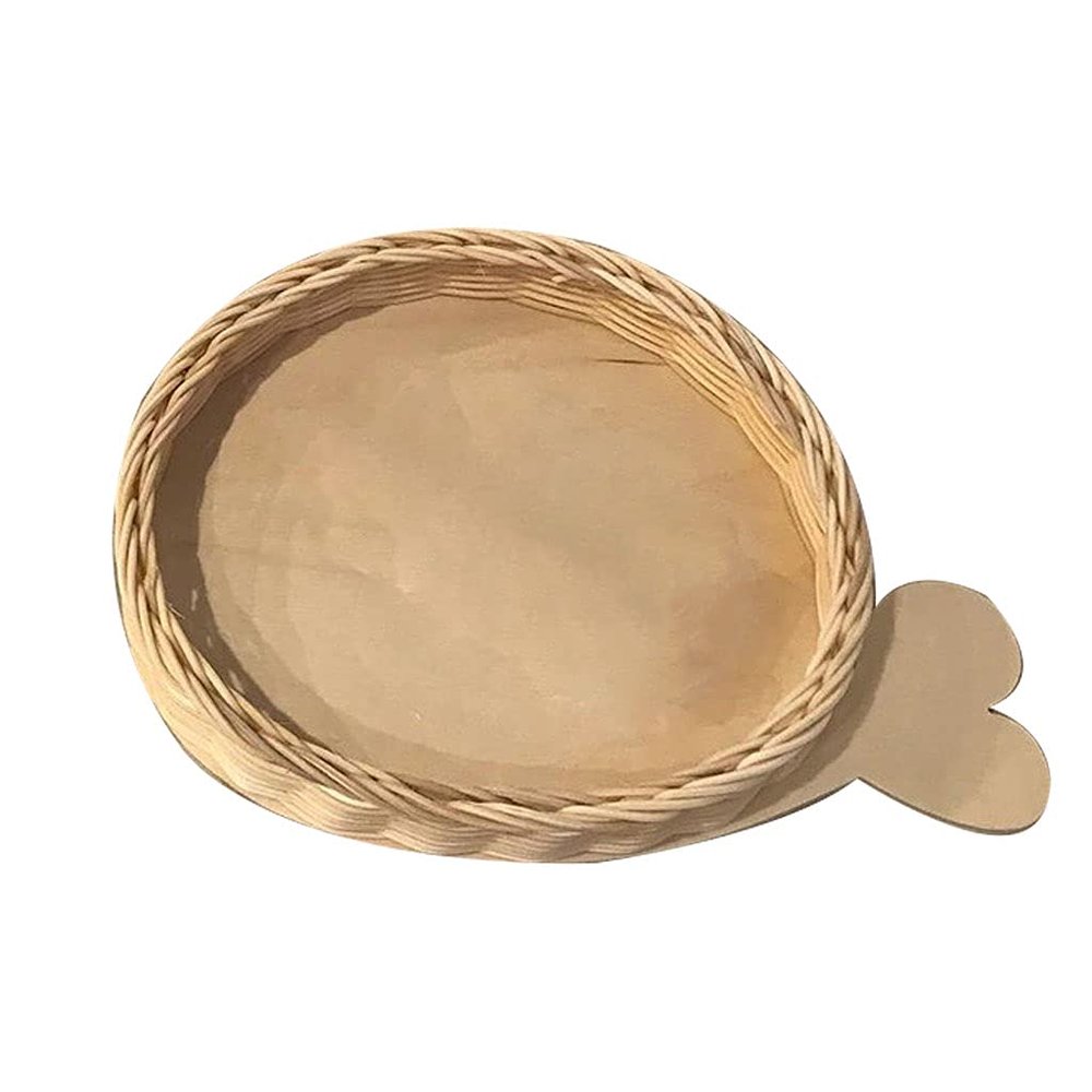 XANHOY For Creative Cartoon Animal Fruit Basket Hand Woven Rattan Round Serving Tray Food Storage Plate Candy Snack Bread Organ