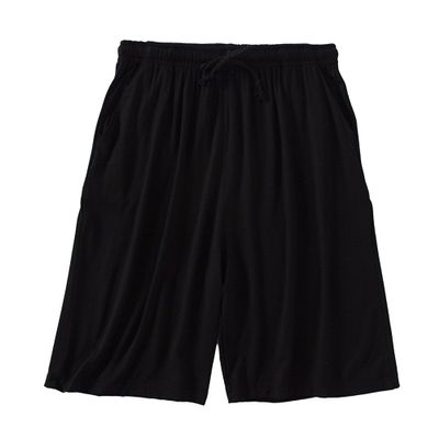 QOAAIE Men's Plus Size Pajama Shorts Soft Comfortable Breathable Lounge Shorts Casual Loose Drawstring Sleep Shorts (Black,Large)