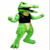 Green Power Crocodile Mascot Costume in Black Vest Adult Size for Men & Women with Built-in Fan Inside the Head view 1