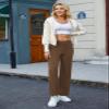 JEKAOYI Womens Casual High Waist Straight Leg Pants Stretchy Button Business Dress Work Pocket Trousers view 2