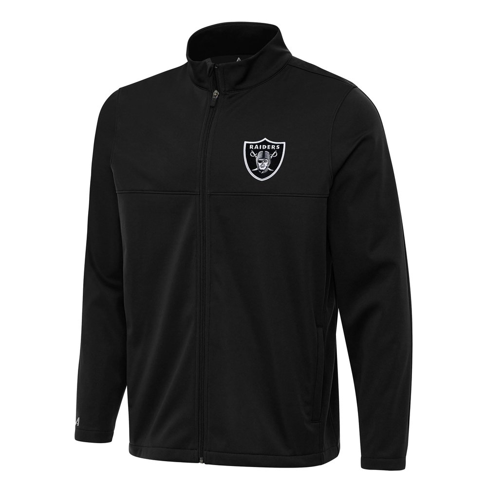Antigua Men's Black Las Vegas Raiders Links 2 Full-Zip Golf Jacket