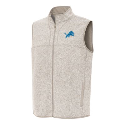 Antigua Men's Oatmeal Detroit Lions Fortune Full-Zip Vest