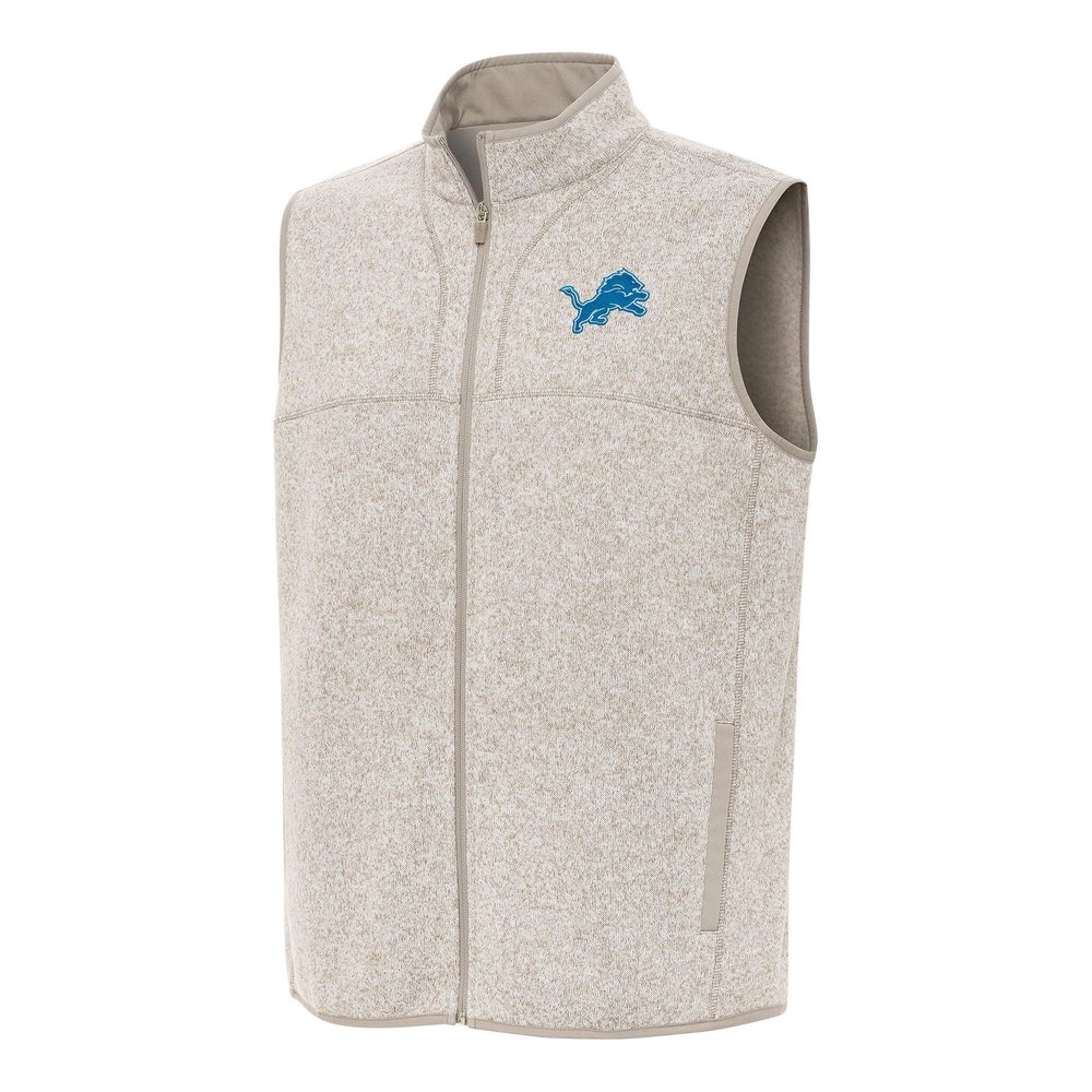 Antigua Men's Oatmeal Detroit Lions Fortune Full-Zip Vest