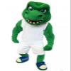 Green Sport Crocodile Mascot Costume in White Suit Adult Size for Men & Women with Built-in Fan Inside the Head view 1