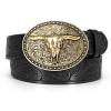 Western Leather Belt for Men Women Cowgirl Cowboy Belt Men Rodeo Western Leather Longhorn Bull Buckle Belt Leather Christmas Gifts Country Belts for Jeans view 1