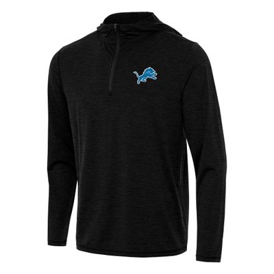 Antigua Men's Heather Black Detroit Lions Tidy Quarter-Zip Pullover Hoodie