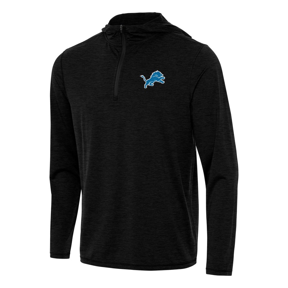 Antigua Men's Heather Black Detroit Lions Tidy Quarter-Zip Pullover Hoodie