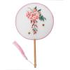 Handmade Floral Embroidered Round Hand Fan with Wooden Handle, Set of 2, (--+--) view 2