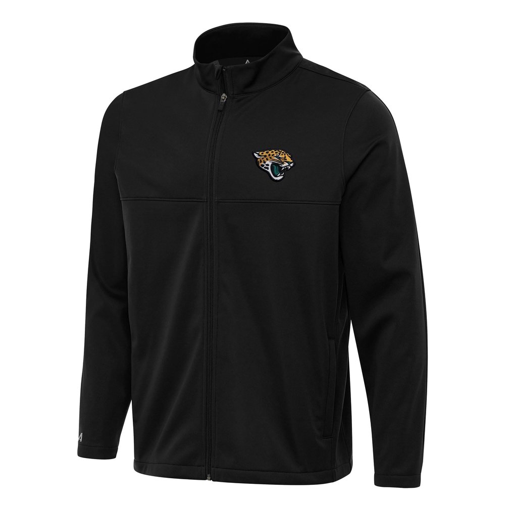 Antigua Men's Black Jacksonville Jaguars Links 2 Full-Zip Golf Jacket