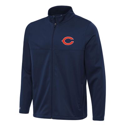 Antigua Men's Navy Chicago Bears Links 2 Full-Zip Golf Jacket