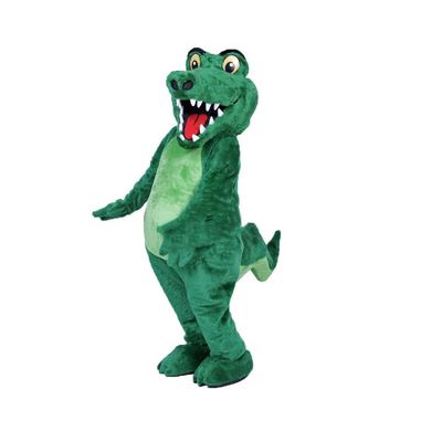 Happy Green Crocodile Mascot Costume Adult Size for Men & Women with Built-in Fan Inside the Head