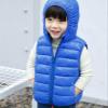 KAGAYD Kids Boys Girls Puffer Hooded Vest Winter Warm Sleeveless Padded Vest Jacket Solid Color Zip-up (Blue, 4-5 Years) view 2