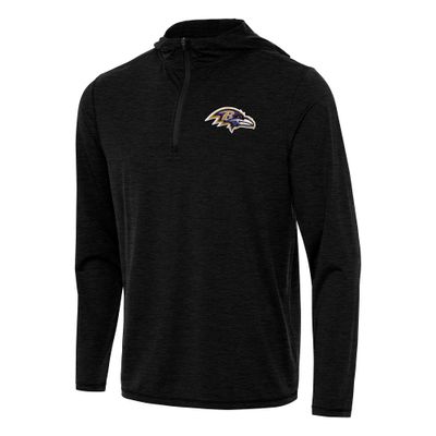 Antigua Men's Heather Black Baltimore Ravens Tidy Quarter-Zip Pullover Hoodie