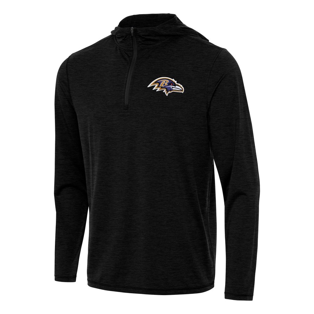 Antigua Men's Heather Black Baltimore Ravens Tidy Quarter-Zip Pullover Hoodie
