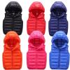 KAGAYD Puffer Hooded Vest Boy Winter Coat Shiny Girl Outwear Kids Sleeveless Jacket Down Warm (Navy, 3-4 Years) view 1