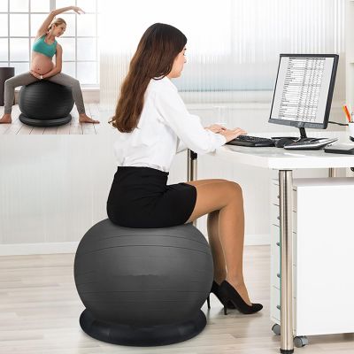 YXCUSAM Fitness Ball Chair, Portable Home Yoga Ball Chair with Inflatable Stable Base, Suitable for Adults/Pregnant Women (55cm)