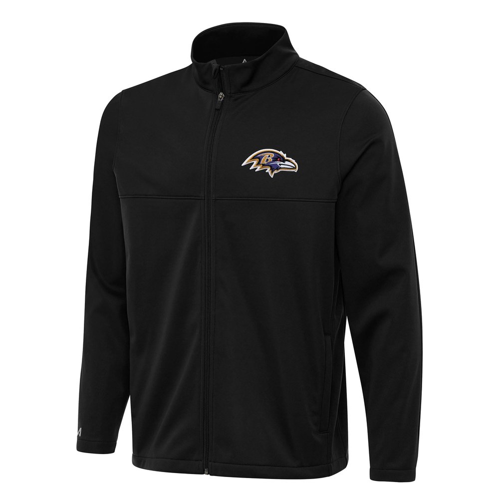 Antigua Men's Black Baltimore Ravens Links 2 Full-Zip Golf Jacket