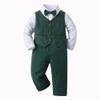 Boarnseorl Baby Boys Pants Sets,Toddler Gentleman Outfits, Infant Long Sleeve Shirt + Pants + Bow Tie + Vest,12-18M view 2