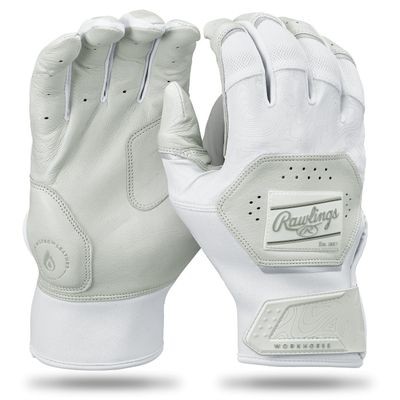 Rawlings | Youth Workhorse Baseball Batting Gloves | White/White | XLRG