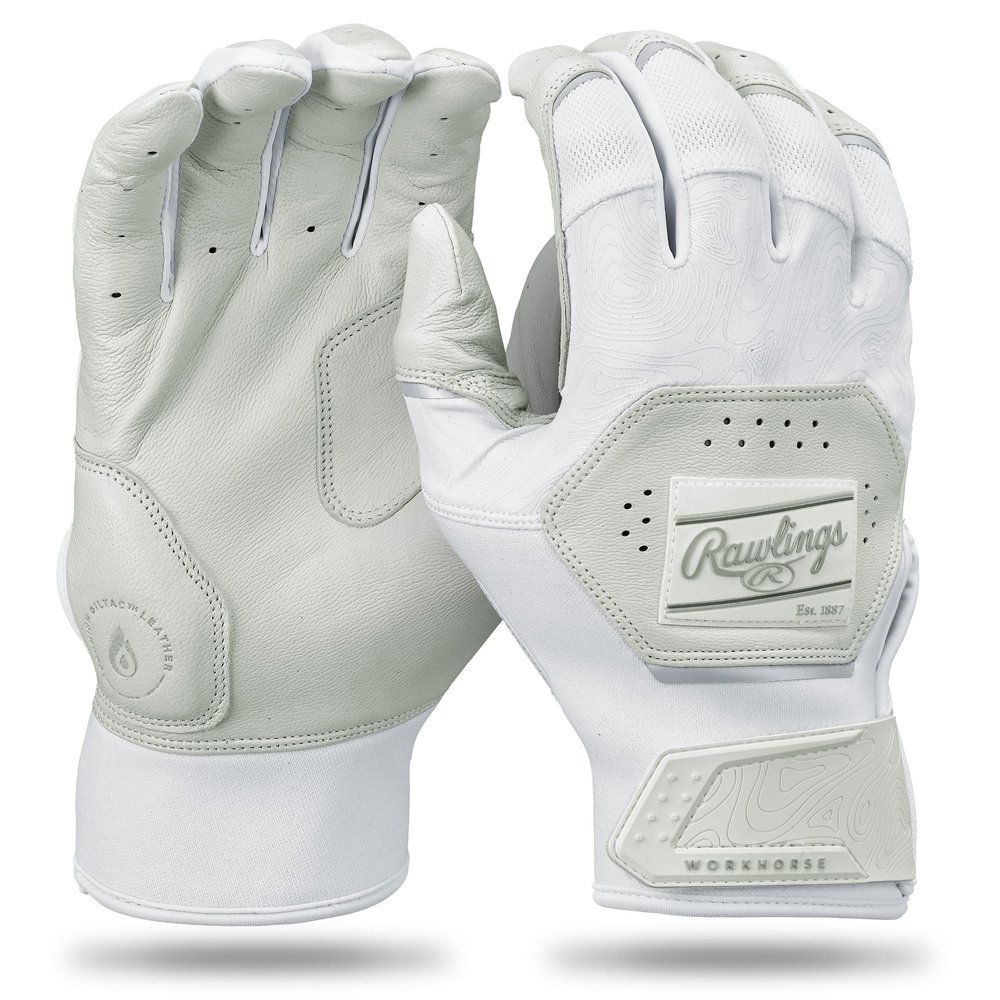 Rawlings | Youth Workhorse Baseball Batting Gloves | White/White | XLRG