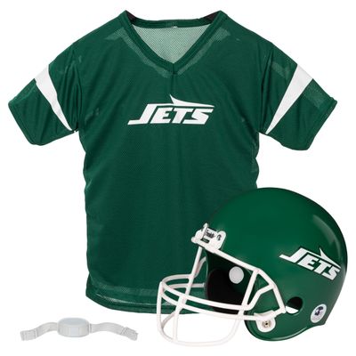 Franklin Sports New York Jets Kids Football Helmet + Jersey Set - NFL Youth Football Uniform Costume - Helmet, Jersey + Chin Strap Included - Youth Medium