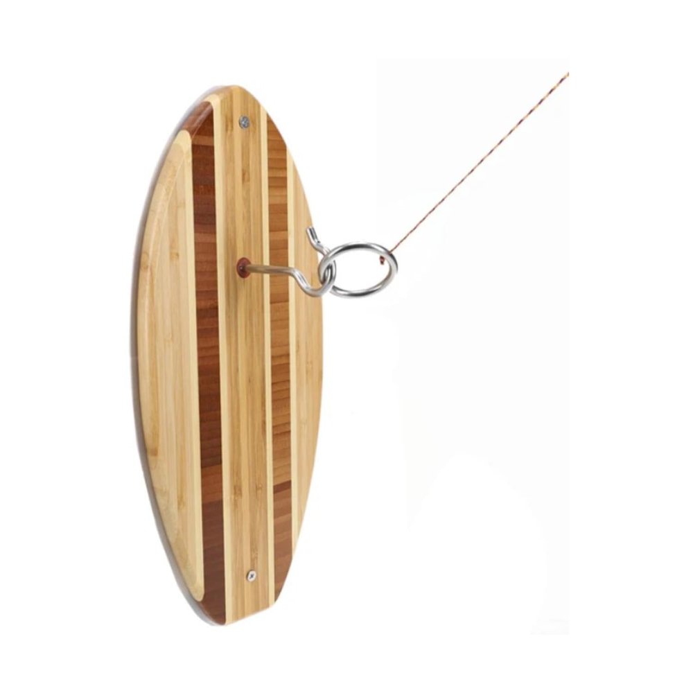 Pacific Shore Games Striped Wooden Hook and Ring Game - Ultimate Ring Toss for Outdoors, Game Room Walls, Bars, and Patios