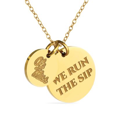 Stone Armory Necklace for Ole Miss Rebels - 18K Gold-Plated Stainless Steel Jewelry Designed for Sensitive Skin - Adjustable 16-20in Chain, Gift for University of Mississippi Fans
