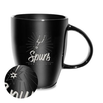 Rico Industries NBA Basketball San Antonio Spurs Sunburst 18oz Laser Engraved Ceramic Lustre Mug