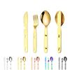 GOODJAYVEN Silverware Flatware Set, 3/12/18/24/30/36 Pcs Stainless Steel Camping Cutlery Knife, Fork And Spoon 3 In 1 Travel Camping Portable Outdoor Cutlery(Rose Gold,24 Pieces for 8) view 3
