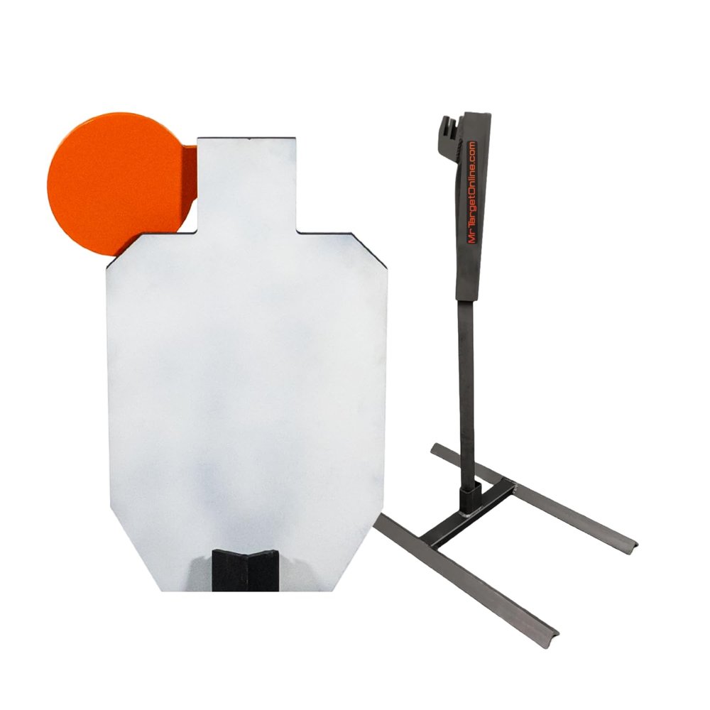 AR500 Hostage Target | American Made Steel for Shooting Range 12" x 20" x 3/8" Reactive Shooting Target | Auto Reset | IDPA Shooting Kit | Tall Armored Base