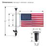 Pactrade Marine Navigation Lights for Boats LED - 24-Inch White LED Stern Light/LED Anchor Light with Removable Flat-Top Base and American Flag 12x18 Inches (78 LM, 2 NM) | Boat Navigation Lights view 3