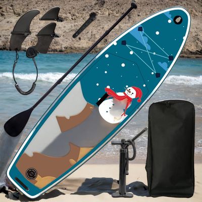 Inflatable Paddle Board for Adults Stand Up Tabla De Paddle Surf Prancha De Paddle for Surfing Rafting,with Premium Sup Accessories & Backpack, Leash, Paddle, Hand Pump (Snowman)