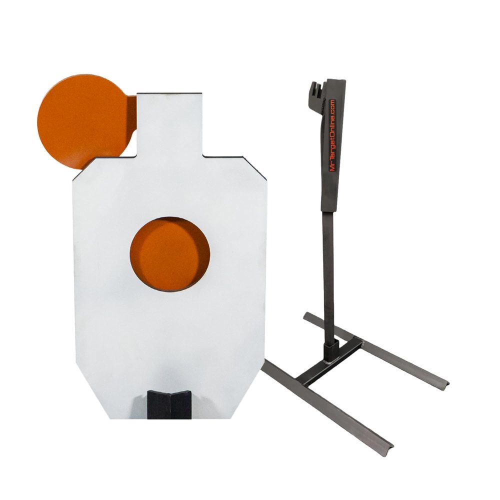 AR500 TAC II Target | American Made Steel for Shooting Range 12" x 20" x 3/8" Reactive Bullseye Shooting Target | Auto Reset | Tall Armored Base