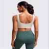 CRZ YOGA Butterluxe U Back Longline Sports Bras for Women - Scoop Neck Padded Yoga Workout Crop Top with Built in Pads Mojave Tan Medium view 2