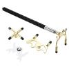 PATIKIL Retractable Billiards Cue Stick Bridge, Silicone Pool Cue Accessory with Removable Metal Low/High/Cross Bridge Head for Pool Table Competition, Gold/White view 1