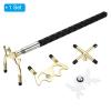 PATIKIL Retractable Billiards Cue Stick Bridge, Silicone Pool Cue Accessory with Removable Metal Low/High/Cross Bridge Head for Pool Table Competition, Gold/White view 3