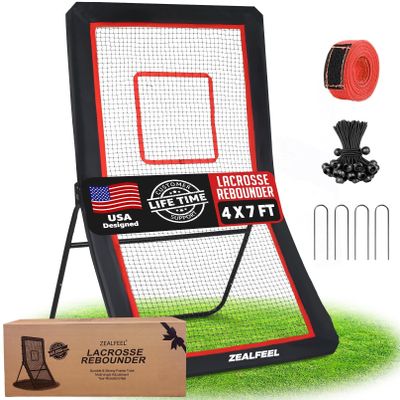 ZEALFEEL Lacrosse Rebounder for Backyard with 5 Adjustable Angles, 4x7FT