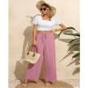 CZYINXIAN Trendy Wide Leg Dress Pants for Women Casual High Waist Trousers Pants with Pockets(Pink, Large) view 4