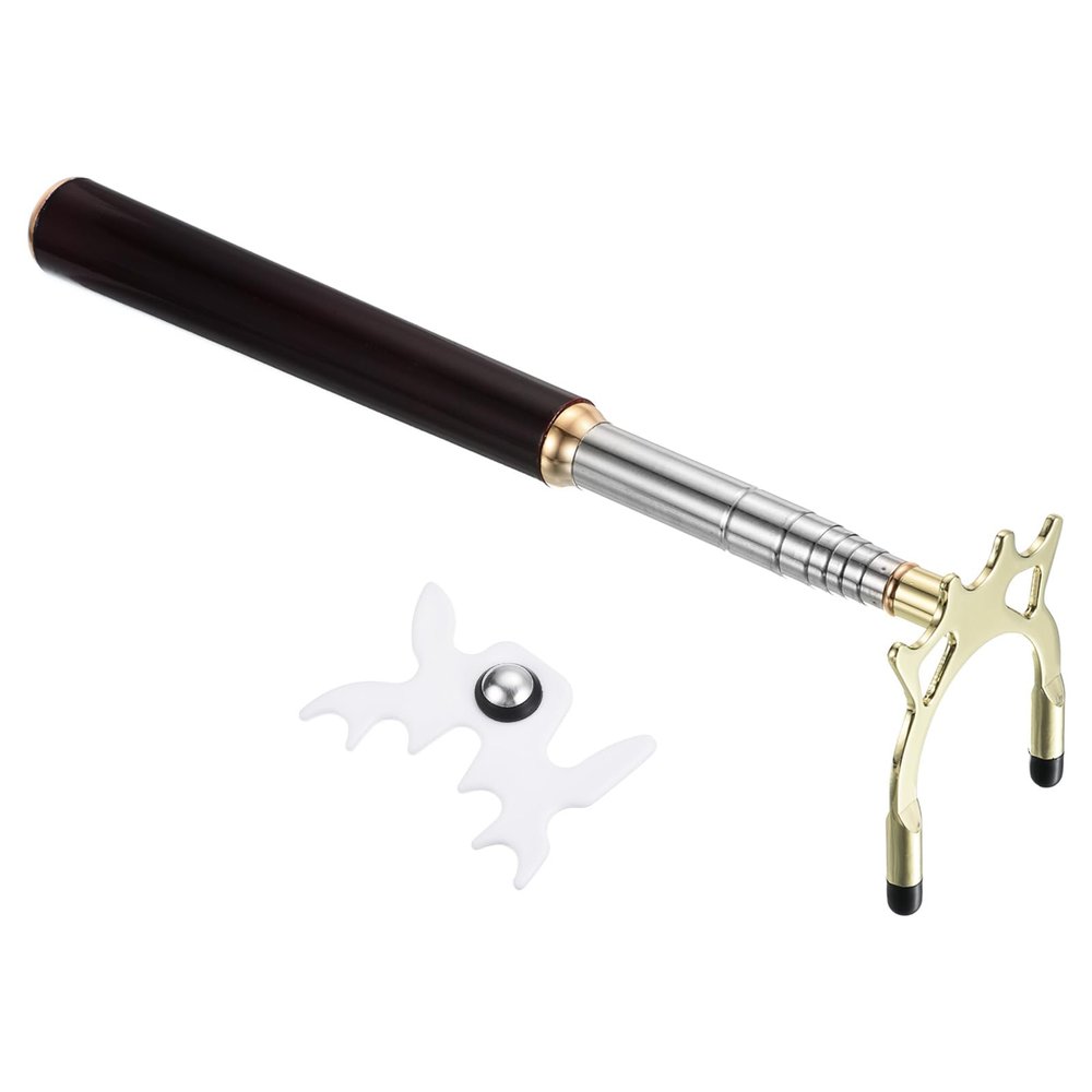PATIKIL Retractable Billiards Cue Stick Bridge, Wooden Pool Cue Accessory with Removable Metal High Bridge Head for Pool Table Competition, Gold/White