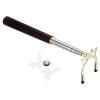 PATIKIL Retractable Billiards Cue Stick Bridge, Wooden Pool Cue Accessory with Removable Metal High Bridge Head for Pool Table Competition, Gold/White view 1