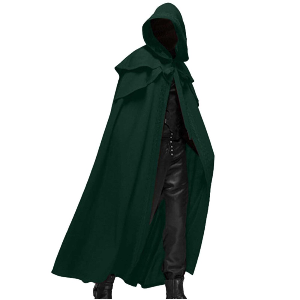 Lmdudan Unisex Mens Medieval Cape Cloak with Hood Renaissance Costuems Halloween Cosplay Tunic Gothic Witch Party Cape