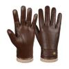 AZYOUNG Winter Men's Sports and Leisure Warm Gloves Made of Genuine Leather with Thick Velvet and Fashionable Sheepskin Gloves (Brown, Large) view 1
