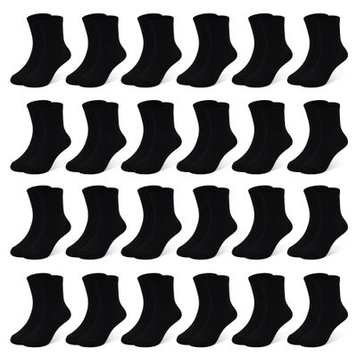 SPTRAMLE Boys Socks, 24 Pairs Kids Socks for Toddler Girls 7-10 Years Boys Crew Multipack Athletic White Black Grey