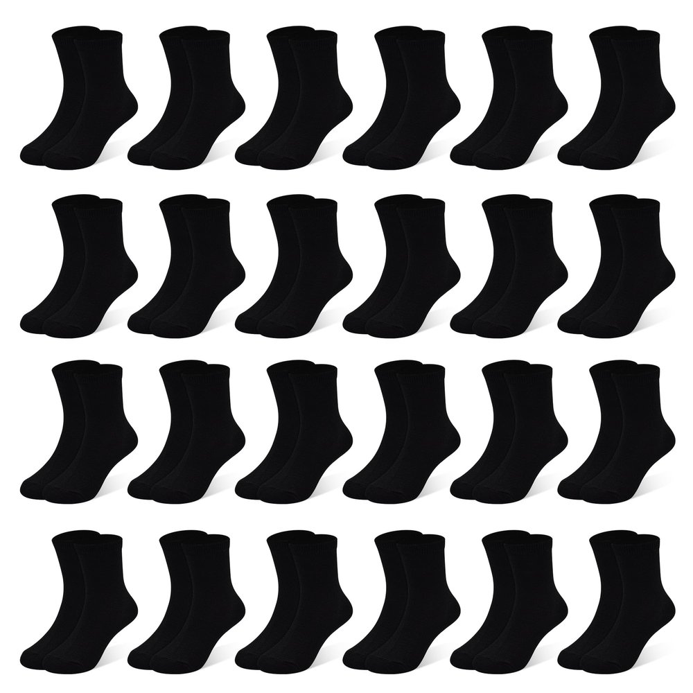 SPTRAMLE Boys Socks, 24 Pairs Kids Socks for Toddler Girls 7-10 Years Boys Crew Multipack Athletic White Black Grey