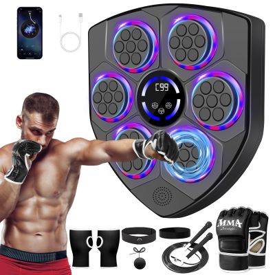 JUOIFIP Upgrade Music Boxing Machine for Adults Men Teens, Boxing Machine Wall Mounted Music, Boxing Equipment with Gloves, Home Indoor Workout Equipment for Home, Office, Gym Exercise