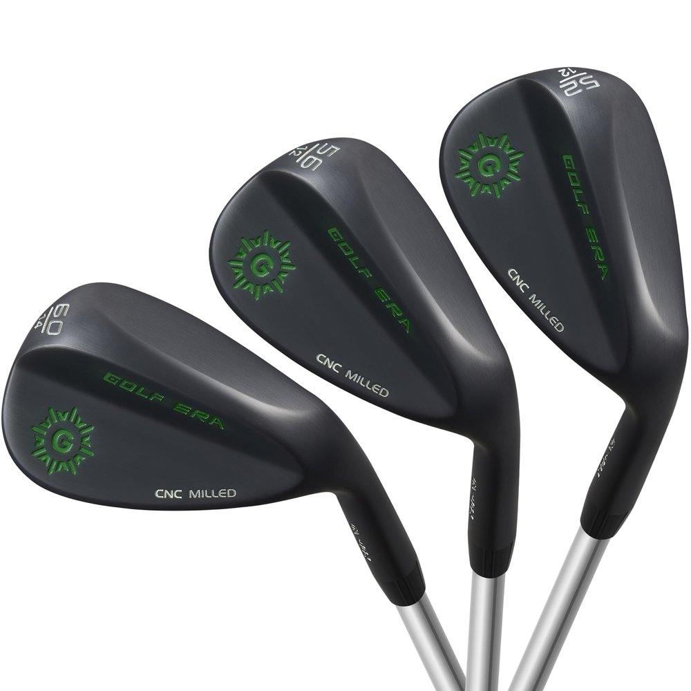 Golf Era Premium Wedge - Premium Golf Wedge Set or Individual 50/52/54/56/58/60 - CNC Milled Face for More Spin - Golf Gap Wedge Sand Wedge Lob Wedge (Black, RH 52 56 60 Set)