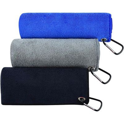 Beelvtifl Fishing Towel with Clip, Microfiber Towels Accessories for Fishing Rag, Sports Fitness, Camping, Workout, Soft and Quick-Drying, Bigger Size -16x16 inches, Blue+Grey+Black