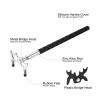 PATIKIL Retractable Billiards Cue Stick Bridge, Silicone Pool Cue Accessory with Removable Metal Low Bridge Head for Pool Table Competition, Silver/Black view 4