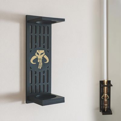 Lightsaber Wall Mount with Pattern, Wooden Lightsaber Stand for Lightsaber Display, Vertical Lightsaber Wall Mount Holder for Most Lightsaber Displays, Gift for Lightsaber Collectors (04)